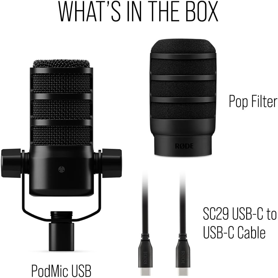 RØDE PodMic USB Versatile Dynamic Broadcast Microphone With XLR and USB Connectivity for Podcasting, Streaming, Gaming, Music-Making and Content Creation (Black)