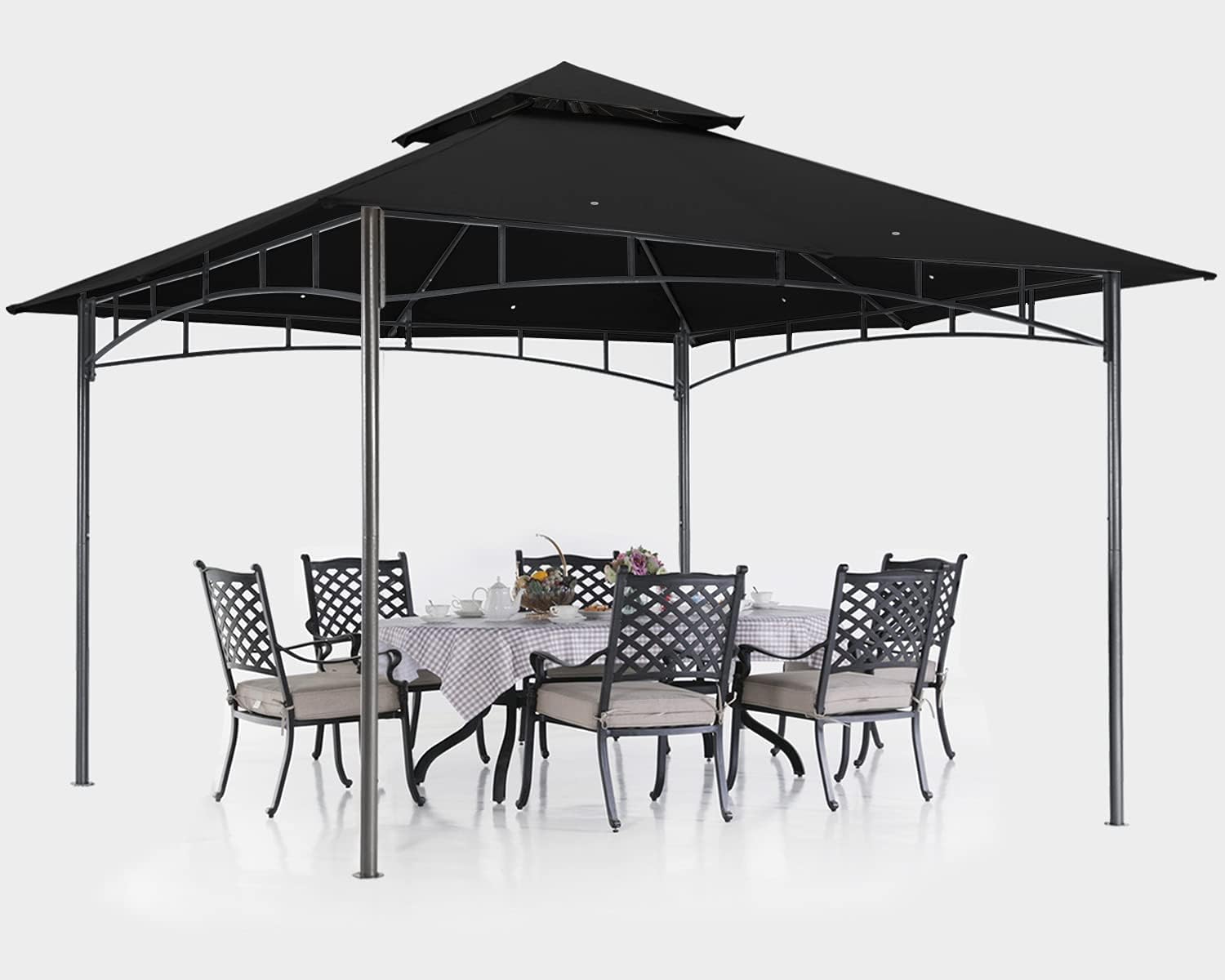 ABCCANOPY Gazebos for Patios 10x10 - Outdoor Steel Frame Gazebo for Lawn Backyard Garden Deck (Black)