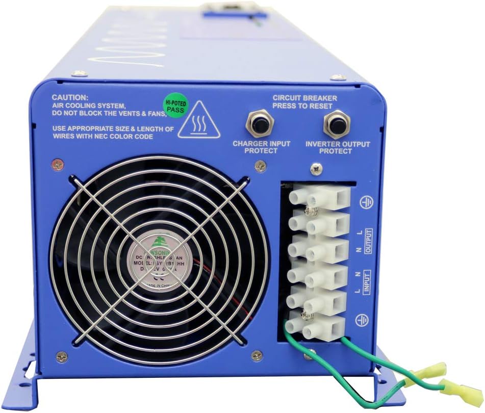 AIMS Power 6000 Watt 48 VDC Pure Sine Inverter Charger 120 VAC Output 60A Charger 40A Transfer Switch PICOGLF60W48V120V