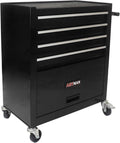 4 Drawers Tool Cart on Wheels, 4 Drawer Rolling Tool Chest, Trolley Organizer Tool Box Tool Case with 1 Cabinet, Multifunctional Tools Case for Garage,Warehouse,Workshop,Repair Shop (Black)
