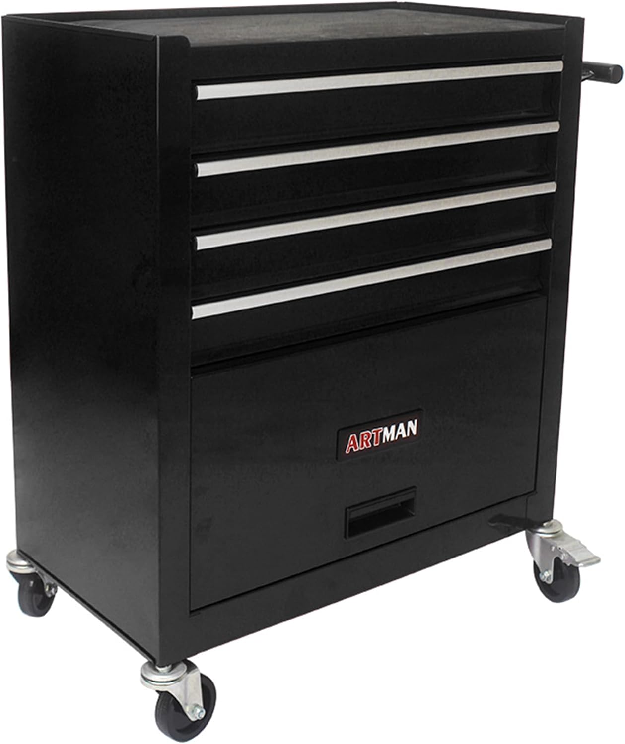 4 Drawers Tool Cart on Wheels, 4 Drawer Rolling Tool Chest, Trolley Organizer Tool Box Tool Case with 1 Cabinet, Multifunctional Tools Case for Garage,Warehouse,Workshop,Repair Shop (Black)