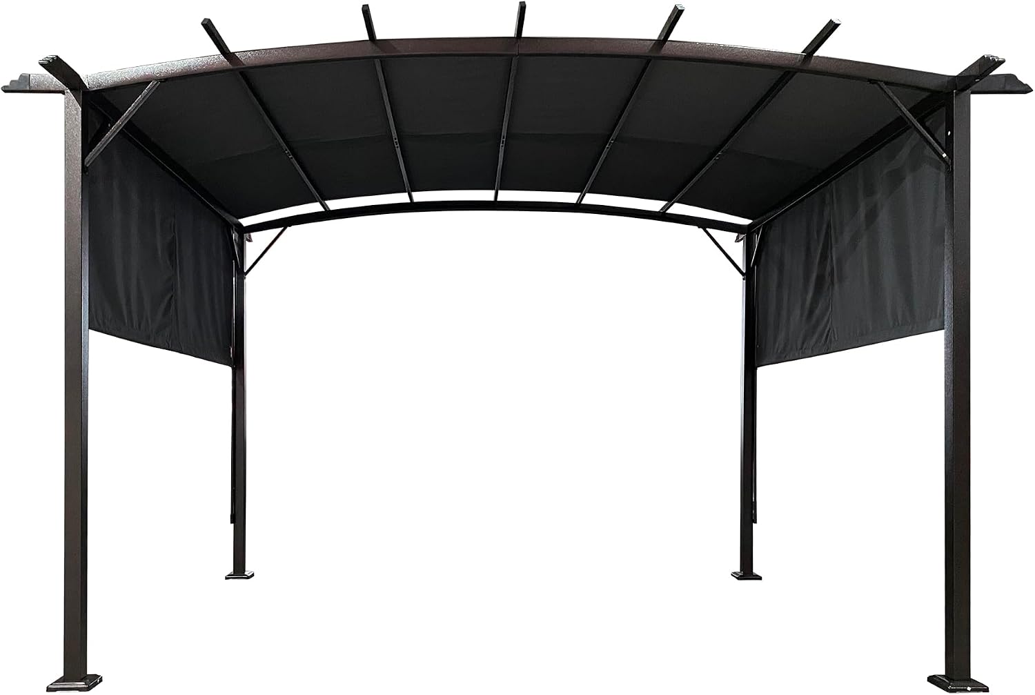 12' x 9' Ft. Outdoor Patio Retractable Canopy Gazebo Metal Pergola with Adjustable Shade (Grey)