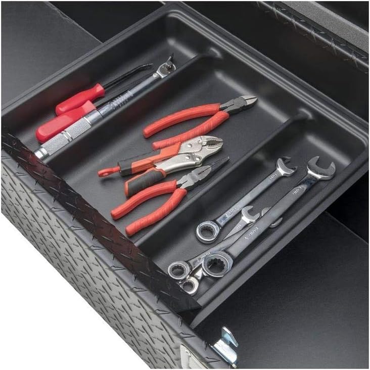 UWS EC10492 Pull Handle 69-Inch Gloss Black Heavy-Wall Aluminum Truck Tool Box with Low Profile, RigidCore Lid