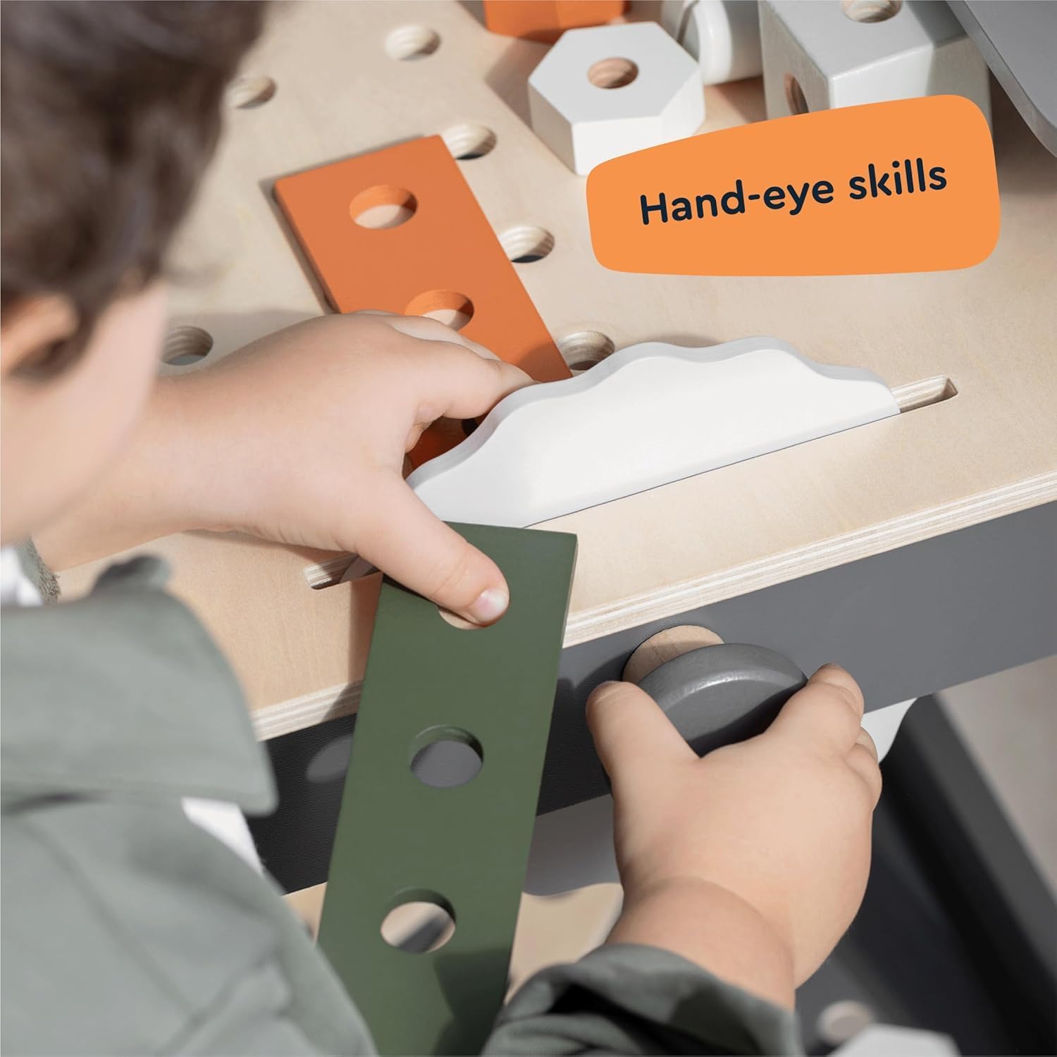 Tool Set, Children's Wooden Workbench Workshop Jeridoo Screw and Nut