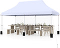 Tangkula 10x20 Ft Pop Up Canopy, Instant Setup Tent with 6 Sandbags, 12 Stakes & 6 Ropes, UPF 50+ Portable Outdoor Canopy Tent with Carrying Bag for Camp, Beach, Patio (White)