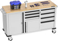 WORKPRO 62' Rolling Tool Chest, Heavy Duty Mobile Tool Storage Cabinet with 7-Drawer & 2-Door, Power Strip, Locking System, 1000 LBS Capacity Rolling Cabinet for Garage, Kitchen & Warehouse