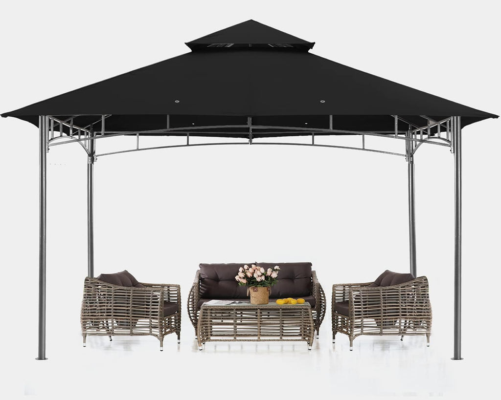 ABCCANOPY Gazebos for Patios 10x10 - Outdoor Steel Frame Gazebo for Lawn Backyard Garden Deck (Black)