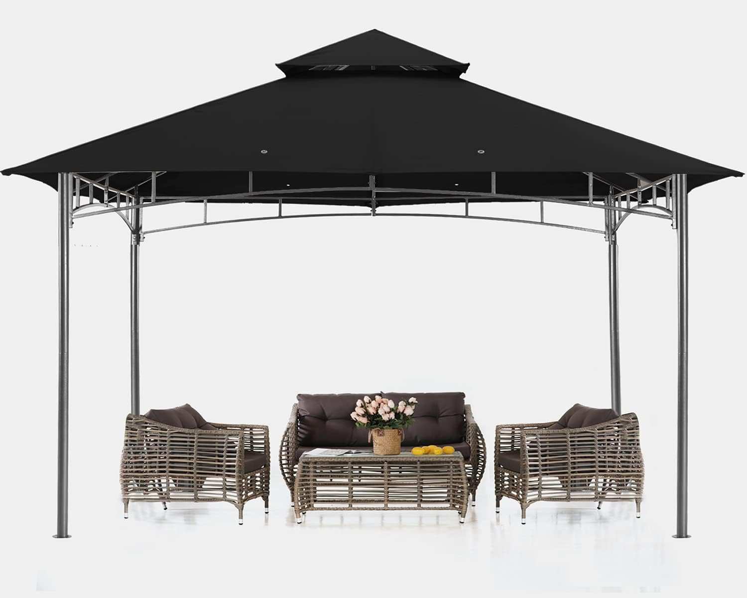 ABCCANOPY Gazebos for Patios 10x10 - Outdoor Steel Frame Gazebo for Lawn Backyard Garden Deck (Black)