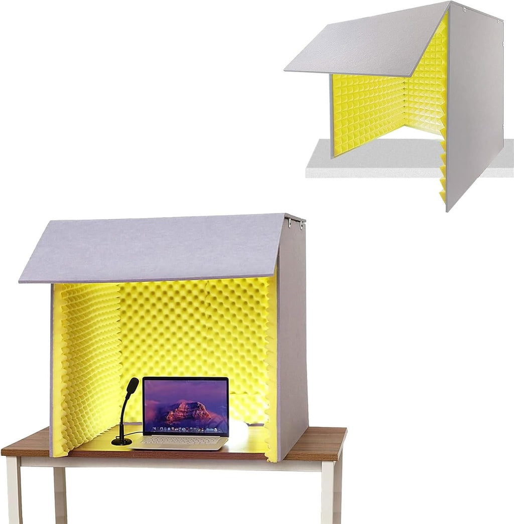 WORDFUN Home Studio Booth, Portable Recording Booth, Desktop Soundproof Cover, Decreasing Noise, Vocal Absorbing Shield, for Microphone Recording Equipment Podcasts Singing Gaming and Broadcasting