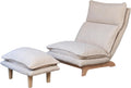 Beige Lazy Floor Lounger with Ottoman, Adjustable Floor Chair Bean Bag Style Tatami Sofa with Thick Cushions and Back Support, Comfy Lounge Seating for Adults, Gaming & Bedroom Relaxation