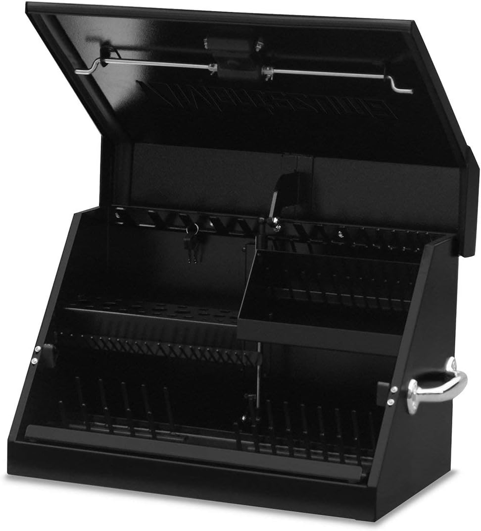 Montezuma – SM200B – 22.5-Inch Portable TRIANGLE Toolbox – Heavy-Duty Steel Construction – Metric and SAE Storage Chest – Weather-Resistant Toolbox – Lock and Latching System