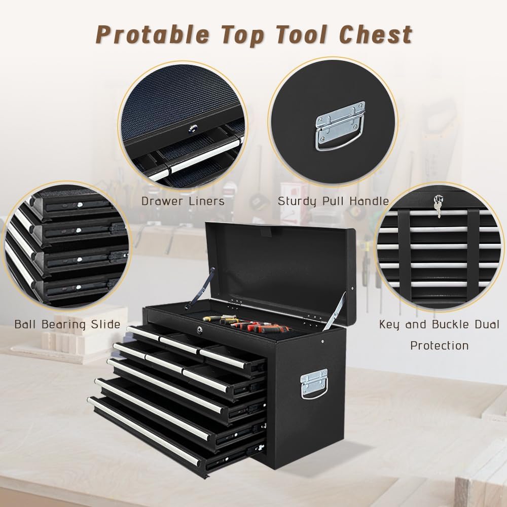 13-Drawer Double Doors Handle Rolling Tool Chest, 2 in 1 Detachable Rolling Tool Chests, Large Tool Boxes with Lock, Metal Standing Tool Cabinet for Garage Workshop(Black)