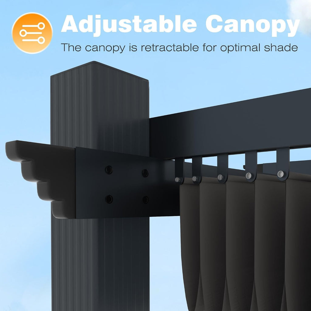 MUPATER 10' X 13' Outdoor Pergola, Aluminum Pergola Patio with Weather-Resistant Canopy, Retractable Canpoy for Backyard Deck Garden, Grey