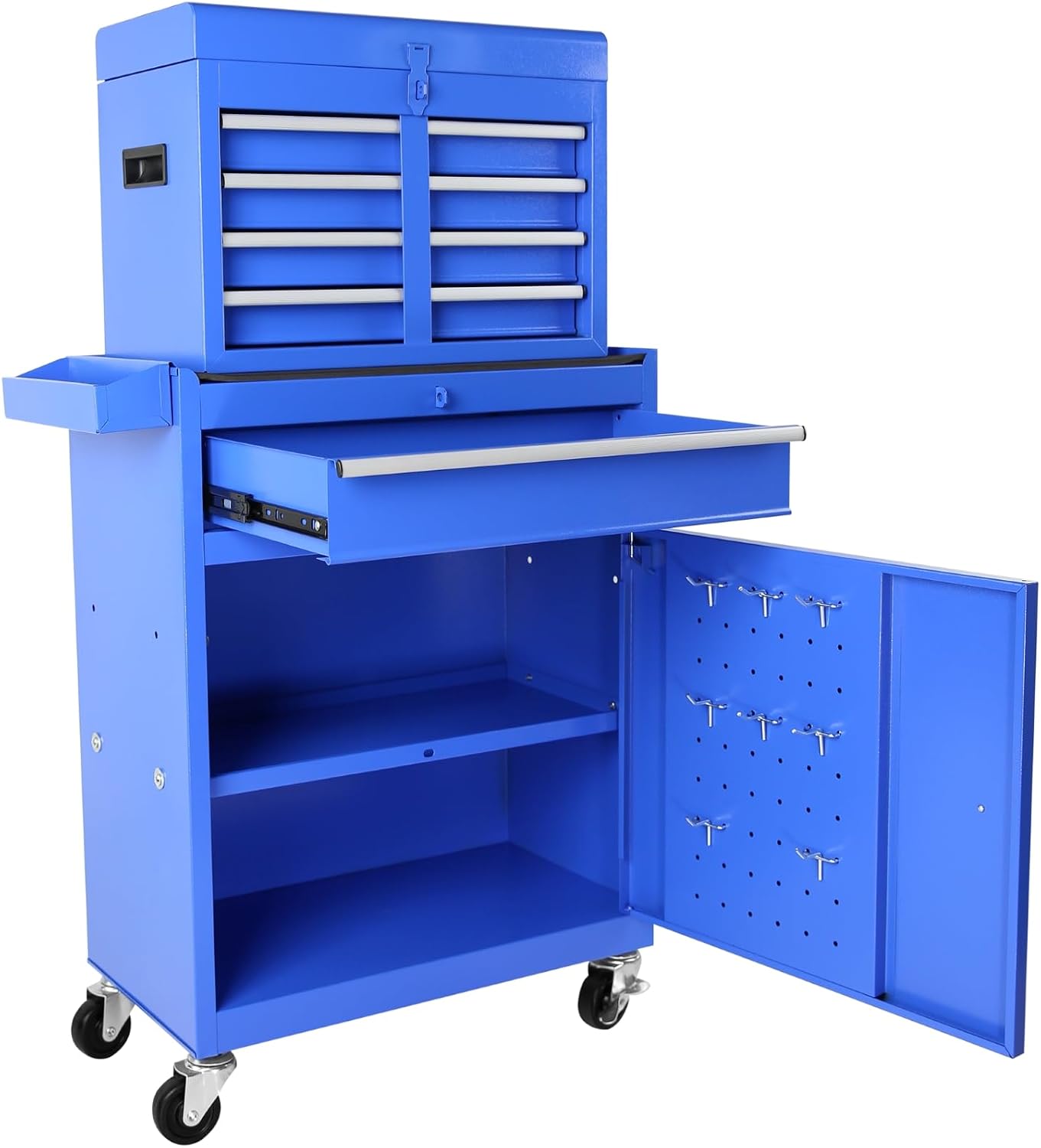 5 Drawer Tool Cart Rolling Tool Chest on Wheels Drawers Rolling Tool Box Organizer Drawer Liners Detachable Top with Locking System for Garage Workshop Warehouse Repair Shop Blue