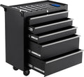 5-Drawers Rolling Tool Chest, Tool Storage Cabinet Organizer with Wheels and Lock System, Portable Toolbox Cart for Garage, Warehouse, Workshop & Repair Shop