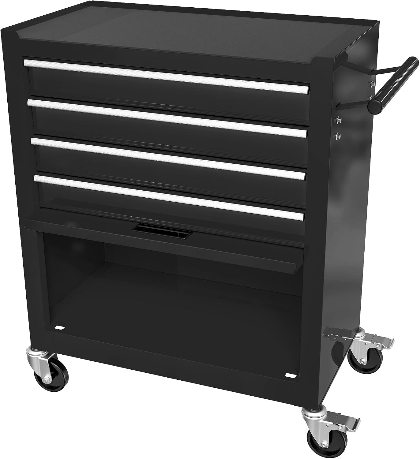 4-Drawer Tool Cart on Wheels, Rolling Tool Box，Heavy Duty Utility Industrial Service Cart Storage Organizer with Locking System, for Mechanic, Warehouse, Garage, Workshop