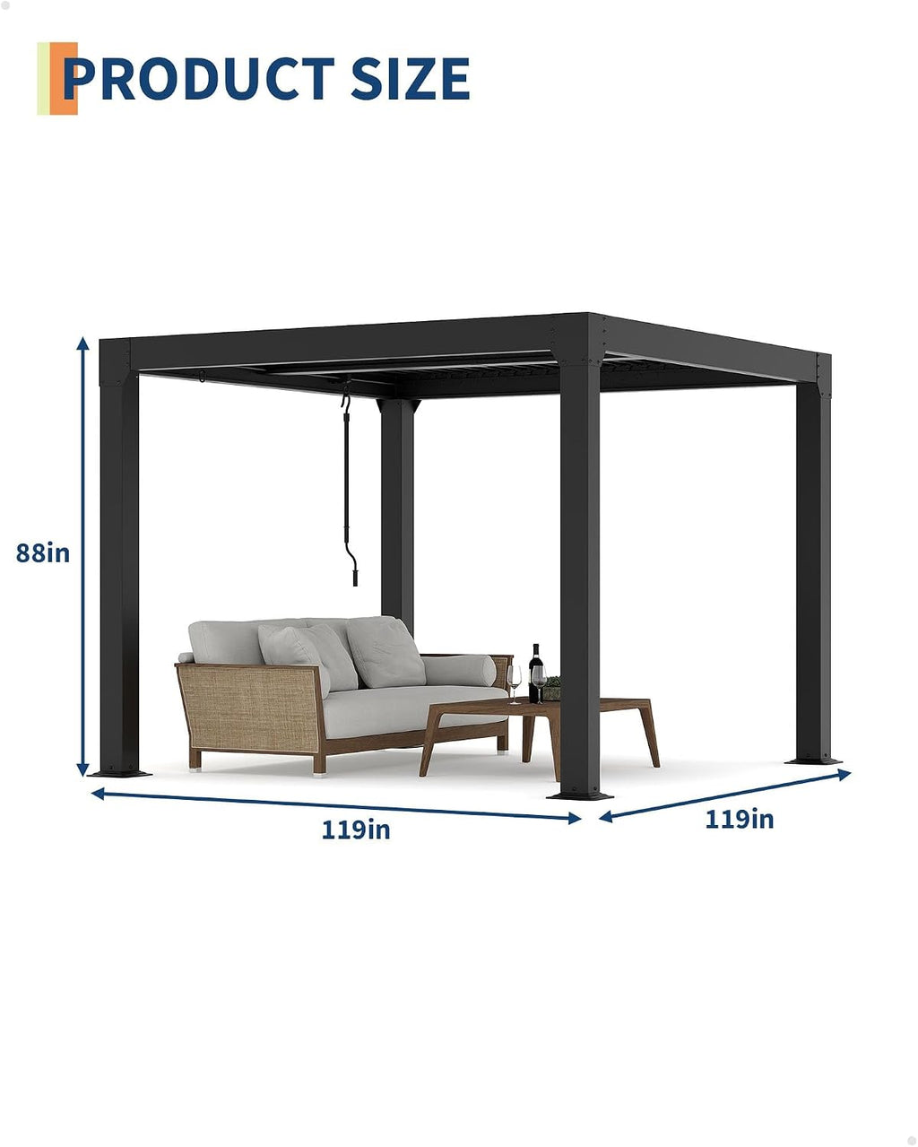Garvee 10x10ft Louvered Pergola - Outdoor Pergolas with Adjustable Louvered Roof, Reinforced Aluminum Frame, Integrated Drainage System, Outdoor Gazebo for Deck, Patio, Backyard and Garden