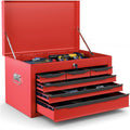 IRONMAX Small Tool Box, 24' Lockable Steel Toolbox with 6 Drawers & Top Tray, Heavy Duty Tool Chest Cabinet Storage Organizer for Garage, Workshop, Repair Shop, Warehouse (Red)