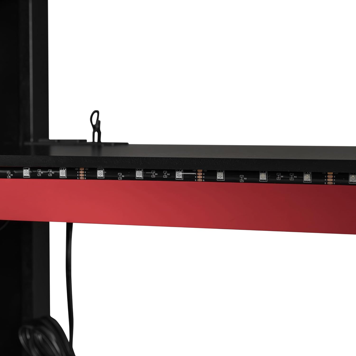 Full Size Gamer Loft Bed with Built-in Desk, RGB Lighting, USB Port & Storage, Gaming Bed with Wardrobe, Drawers for Kids, Teens, Adults (Red/G)