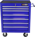 7-Drawer Rolling Tool Cart with Locking Drawers, Blue Metal Storage Cabinet, Mobile Tool Chest Organizer for Garage, Warehouse, Repair Shop, Workshop