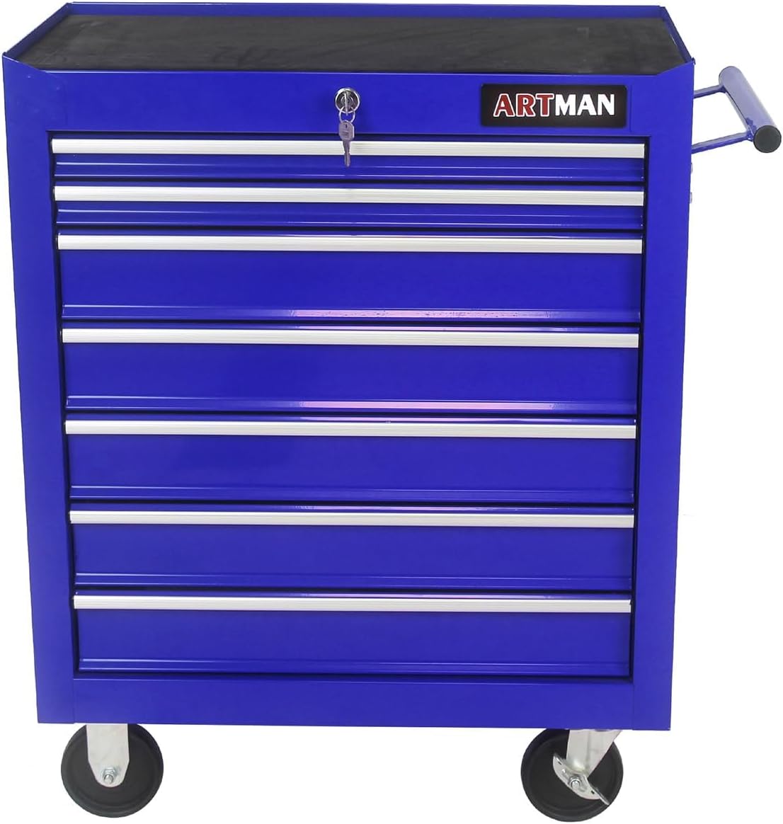 7-Drawer Rolling Tool Cart with Locking Drawers, Blue Metal Storage Cabinet, Mobile Tool Chest Organizer for Garage, Warehouse, Repair Shop, Workshop