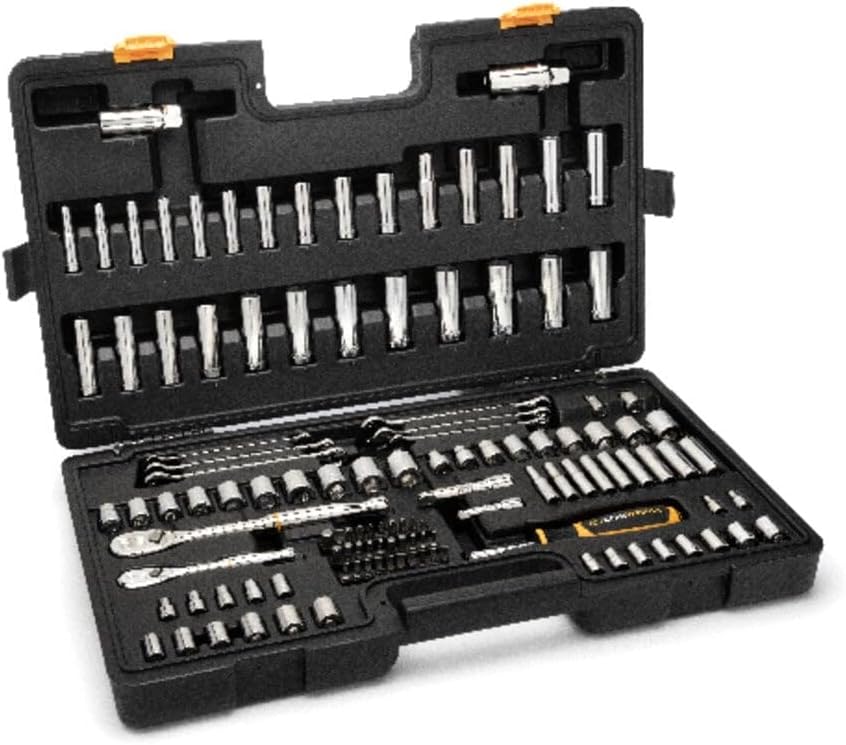 GEARWRENCH 121 Piece Mechanics Hand Tool Set - 1/4' & 3/8' Drive | 90 Tooth | SAE & Metric | GW90SCBMTS