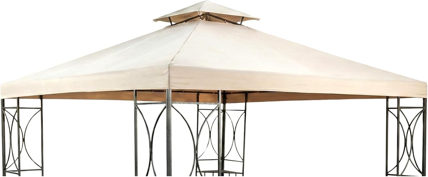Garden Winds Reinforced Replacement Canopy Top Cover Compatible with The TJSG081 10' x 10' Crescent Gazebo - Classic Sand, Riplock 350