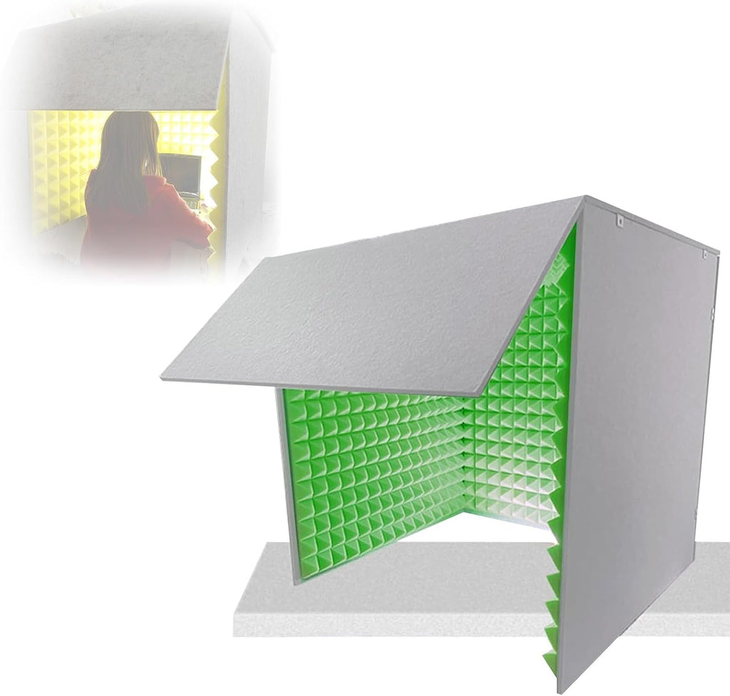 WORDFUN Desktop Soundproof Cover, 80x80x80cm Portable Vocal Booth for Recording, Microphone Foam Booth Cube, for Microphone Recording Equipment Podcasts Singing Gaming and Broadcasting