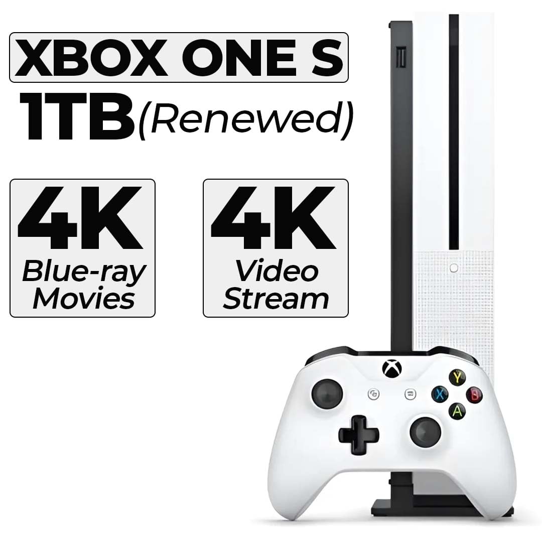 Xbox One S 1TB All-Digital Edition Console Bundle - Includes the Xbox One S Console Series, White, 1x Wireless Controller, and a Microfiber Cloth (Renewed)
