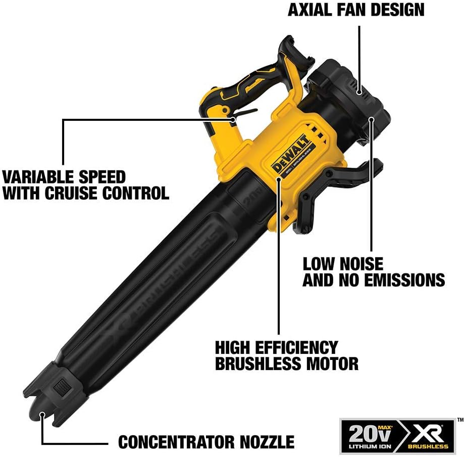Dewalt DCBL722P1R 20V MAX XR Brushless Lithium-Ion Cordless Handheld Blower Kit (5 Ah) (Renewed)