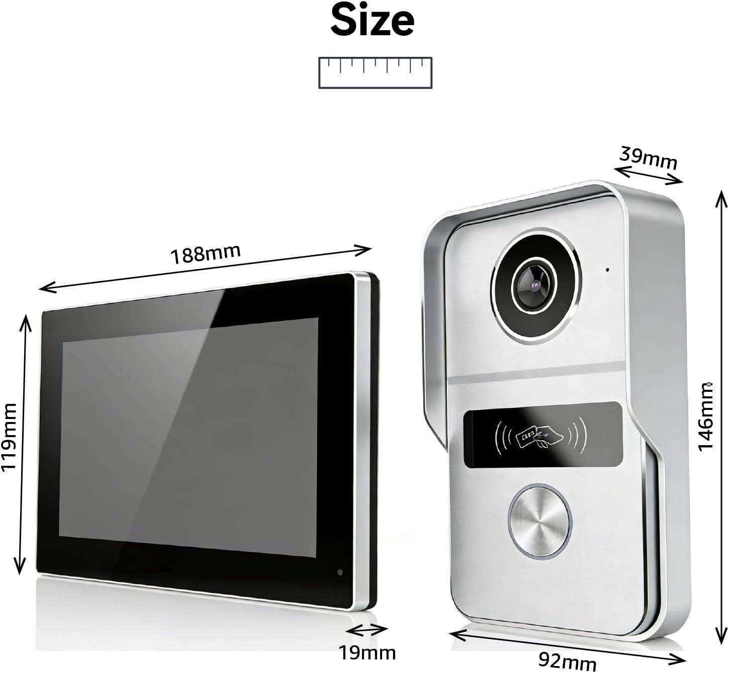 2 Wired Video Intercom System, 7 Inches Video Doorbell Camera with Monitor, Wired Video Door Phone HD Camera Kits Support tuya, Two Way Talk, Video Recording, Remote Unlock for Smart Home