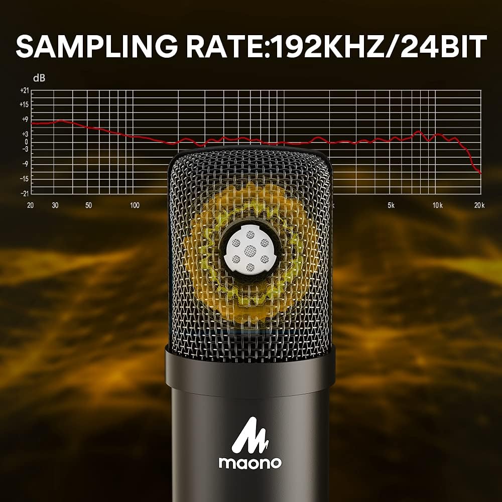 MAONO Gaming USB Microphone DGM20S, with USB Condenser Microphone Kit 192KHZ/24BIT AU-A04T f Plug & Play for YouTube, Gaming Recording, Computer, PS4, PS5, Mac, GamerWave DGM20S, A04T
