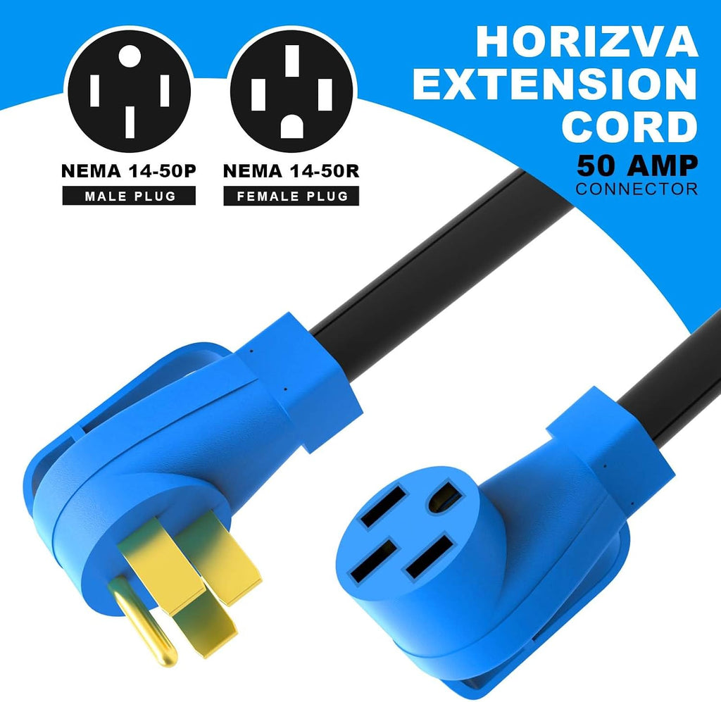 50 Amp RV/EV Extension Cord, 50FT NEMA 14-50P/14-50R 50 Amp RV Cord, Heavy Duty 6/3+8/1 AWG STW RV Power Cord for RV Camper and Generator to House (50FT)