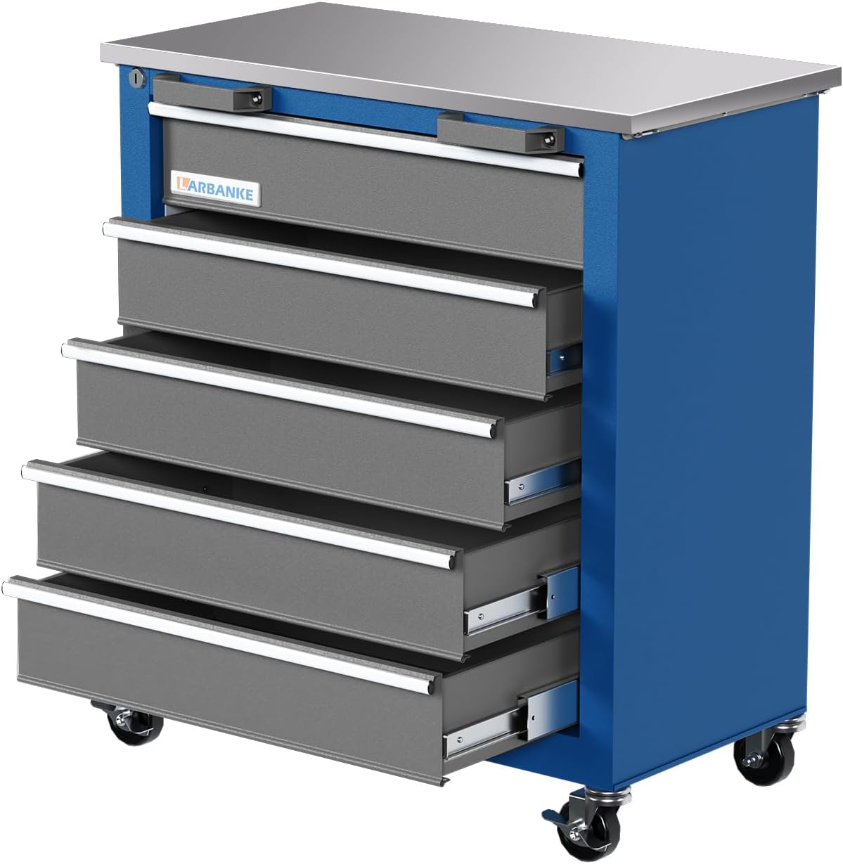 LARBANKE 5-Drawer Rolling Tool Chest,Tool Cabinet on Wheels with Keyed Locking System and Drawer Liners,Tool Chest with Link Buckle and can be Combined to Large Cabinet Set,for Warehouse,Garage