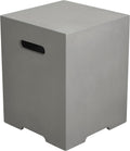 AMS Fireplace | Elementi Square-2 Smooth Light Gray 20 lbs Propane Tank Cover | Concrete GFRC Base | Dimensions: 15.7 x 15.7 x 20 inches | Perfectly Matches with Westport Fire Pit Table.