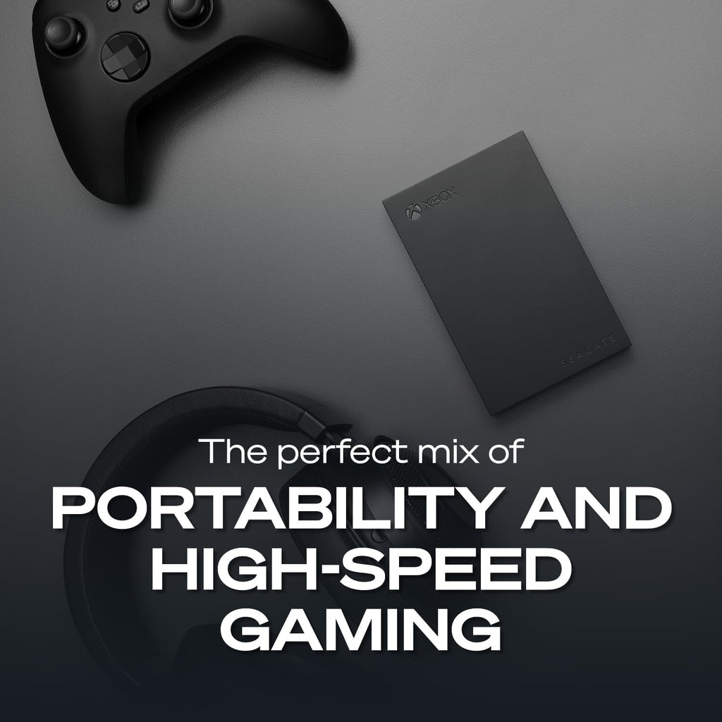 Seagate Game Drive for Xbox 2 TB External Hard Drive Portable HDD - USB 3.2 Gen 1, Black with built-in green LED bar, Xbox Certified, 3 year Rescue Services (STKX2000400)