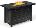 Giantex Propane Fire Pit Table, 42 Inch 60,000 BTU Rectangular Gas Fire Table w/Waterproof Cover, Outdoor Electronic Ignition Firepit Table w/Lava Rock for Courtyard Balcony Garden Terrace