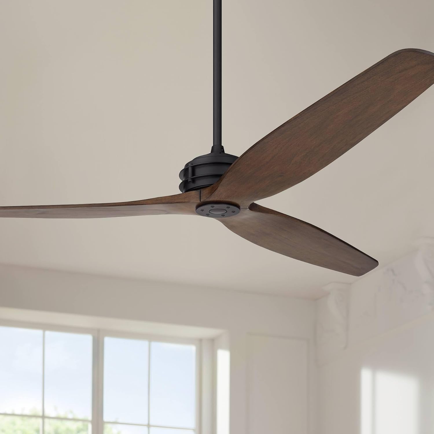 Casa Vieja 62' Coronado Aire Modern Industrial 3 Blade Indoor Outdoor Ceiling Fan with Remote Control Matte Black Dark Walnut Wood Damp Rated for Patio Exterior House Home Porch Gazebo