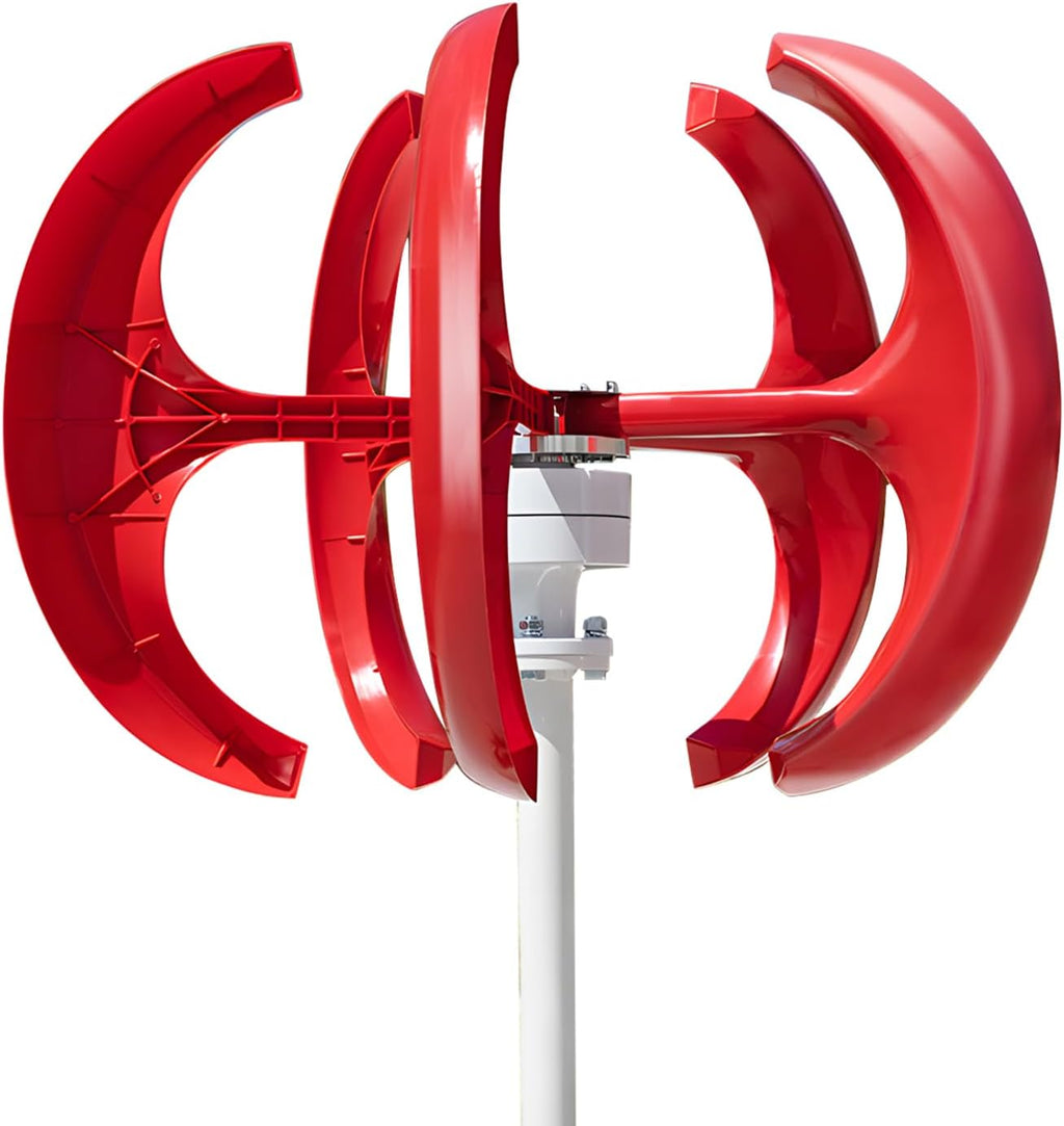 1000W Wind Turbines | 2V/24V Wind Turbines Generator | 5-Blade Lantern Wind Generator | Electromagnetic Electricity Producer Equipment Red | for Home Hybrids Streetlight Use,Electricity Equipment