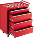 Tool Chest with Wheels, 4 Drawer Rolling Tool Storage Cabinet Cart, Portable Toolbox Organizer with Locking System, Drawer Liners for Garage, Workshop, Shop, Mechanic, Red