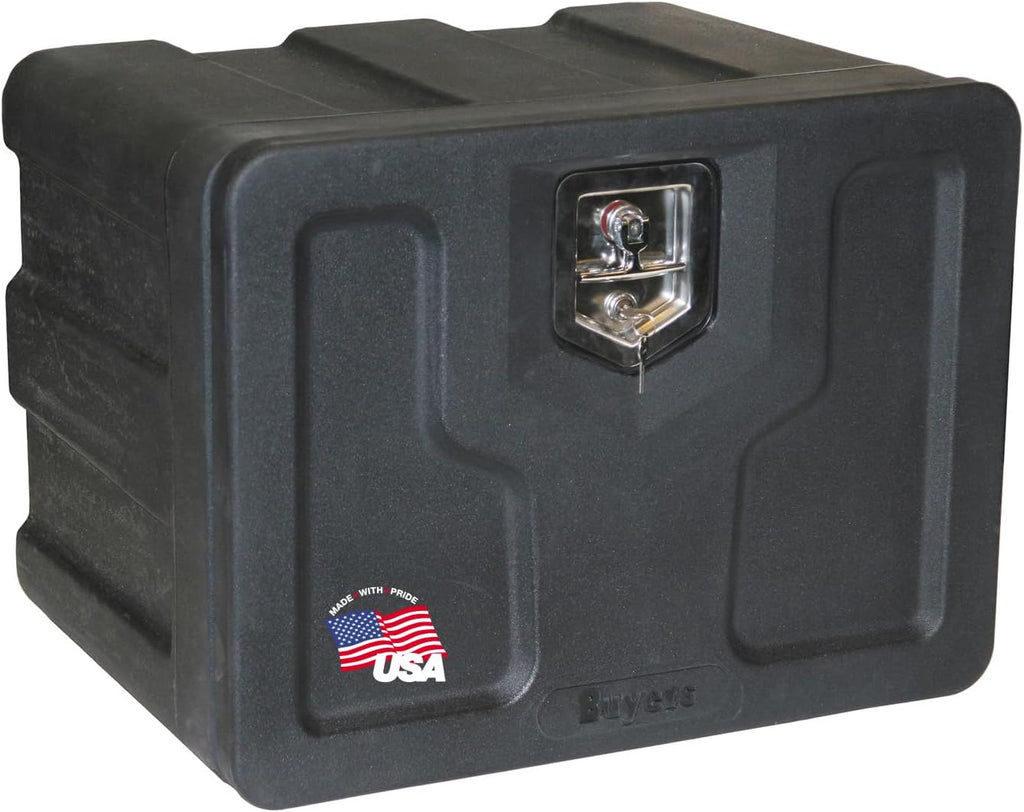 Buyers Products 1717100 Poly Truck Box, 18x 18x 24 Inches, Black - Surface & Underbody Mounted Truck Tool Box with Lockable T-Latch, Lightweight & Weatherproof, Great for ATVs & UTVs, Made in the USA