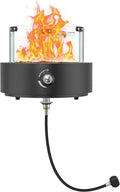 Portable Propane Gas Fire Pit Bottom-Mounted for Table with Umbrella Hole, Tabletop Smokeless Firepit with Wind Guard for Patio Camping RV Tailgating, 23000BTU, Round FP039
