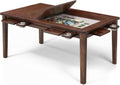 Coperat Solid Wood Board Game Table for 4-6 Players,Dining/Gaming Table w/ 54'x31' Big Gaming Space and Removable Top,Includes Game Mat, 6 Cup Holders & Hobby Tray, Warm Walnut