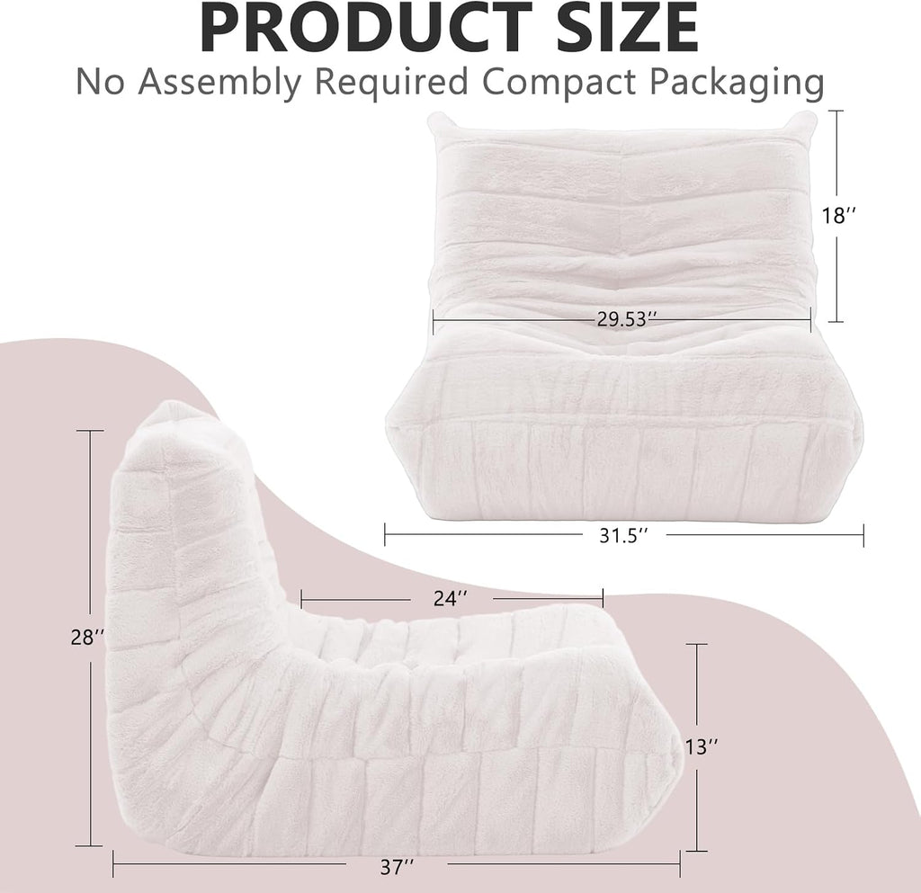 Bean Bag Chair for Adults, Giant Bean Bag Sofa Oversized Beanbag Chairs, Fireside Bean Bag Couch with High Density Sponge Filled Large Bean Bags Chair for Apartment Living Room Bedroom, Light Pink