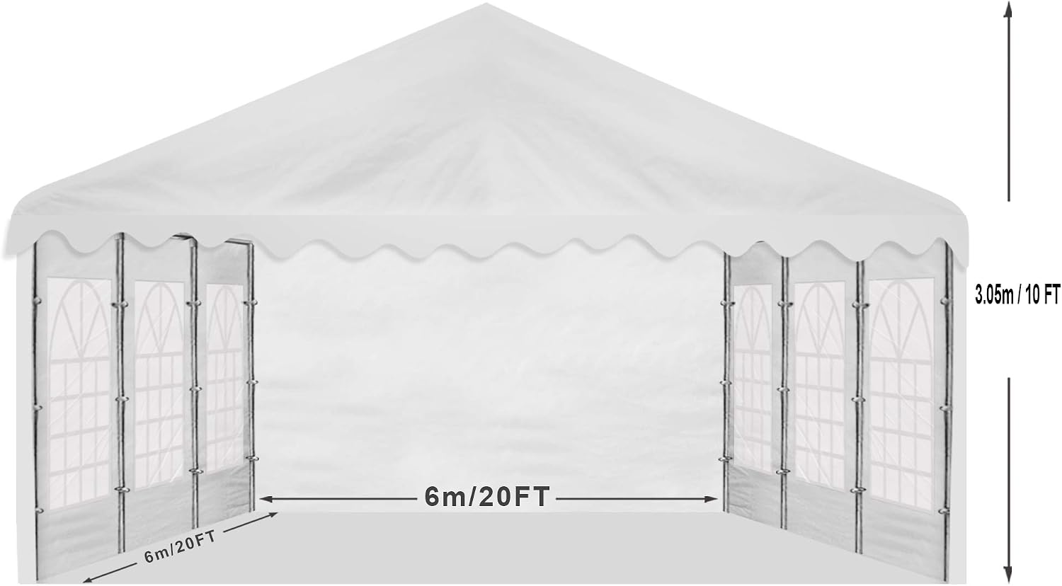 AMERICAN PHOENIX Party Tent 20x20 ft Heavy Duty Canopy Shelter for Wedding Event Fair with Fire Retardant Roof with Sidewalls and Windows White (20x20 - PE)