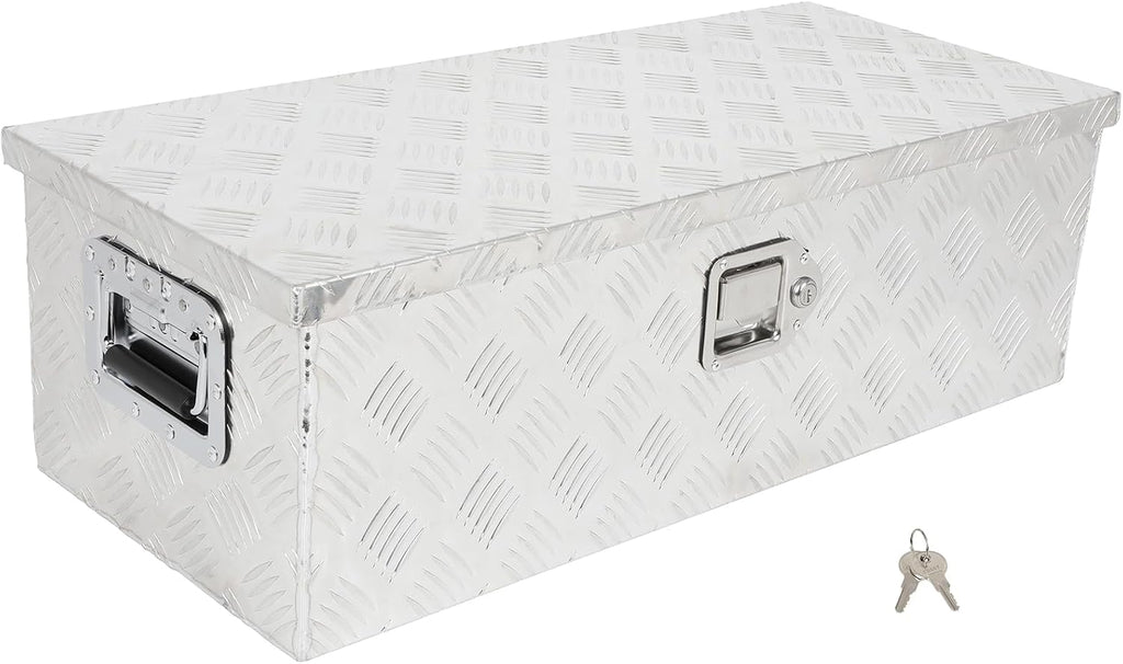 SCITOO 30 Inch Heavy Duty Truck Bed Tool Box,Aluminum Crossover Diamond Plate Storage for Most Full Size Pickups,Lockable Weatherproof Chest,Fits 30' Truck Beds,Easy Access to Load and Unload