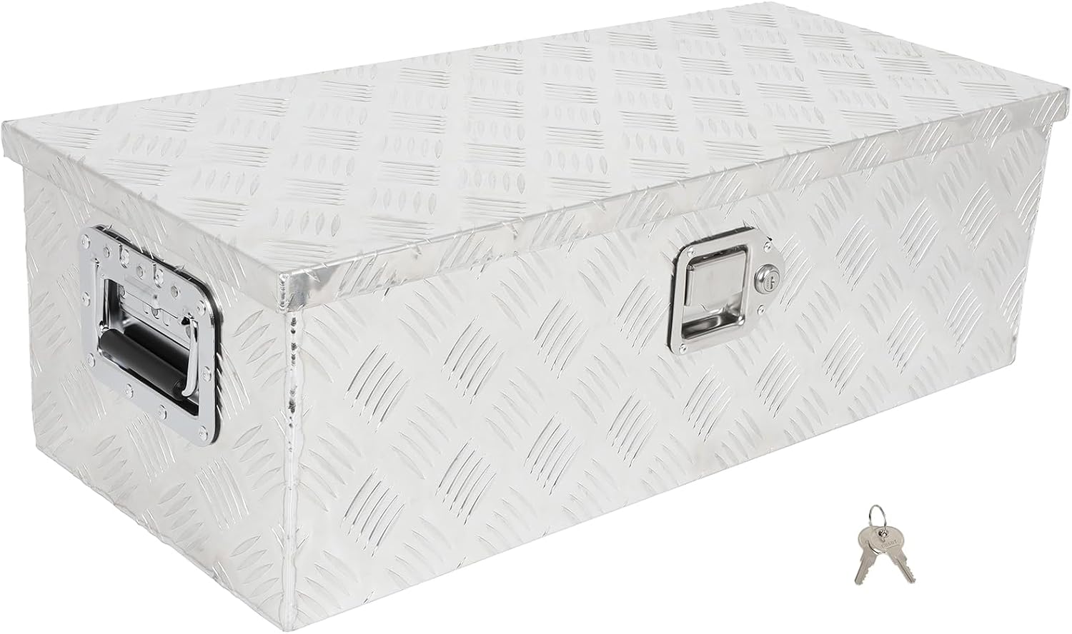 SCITOO 30 Inch Heavy Duty Truck Bed Tool Box,Aluminum Crossover Diamond Plate Storage for Most Full Size Pickups,Lockable Weatherproof Chest,Fits 30' Truck Beds,Easy Access to Load and Unload