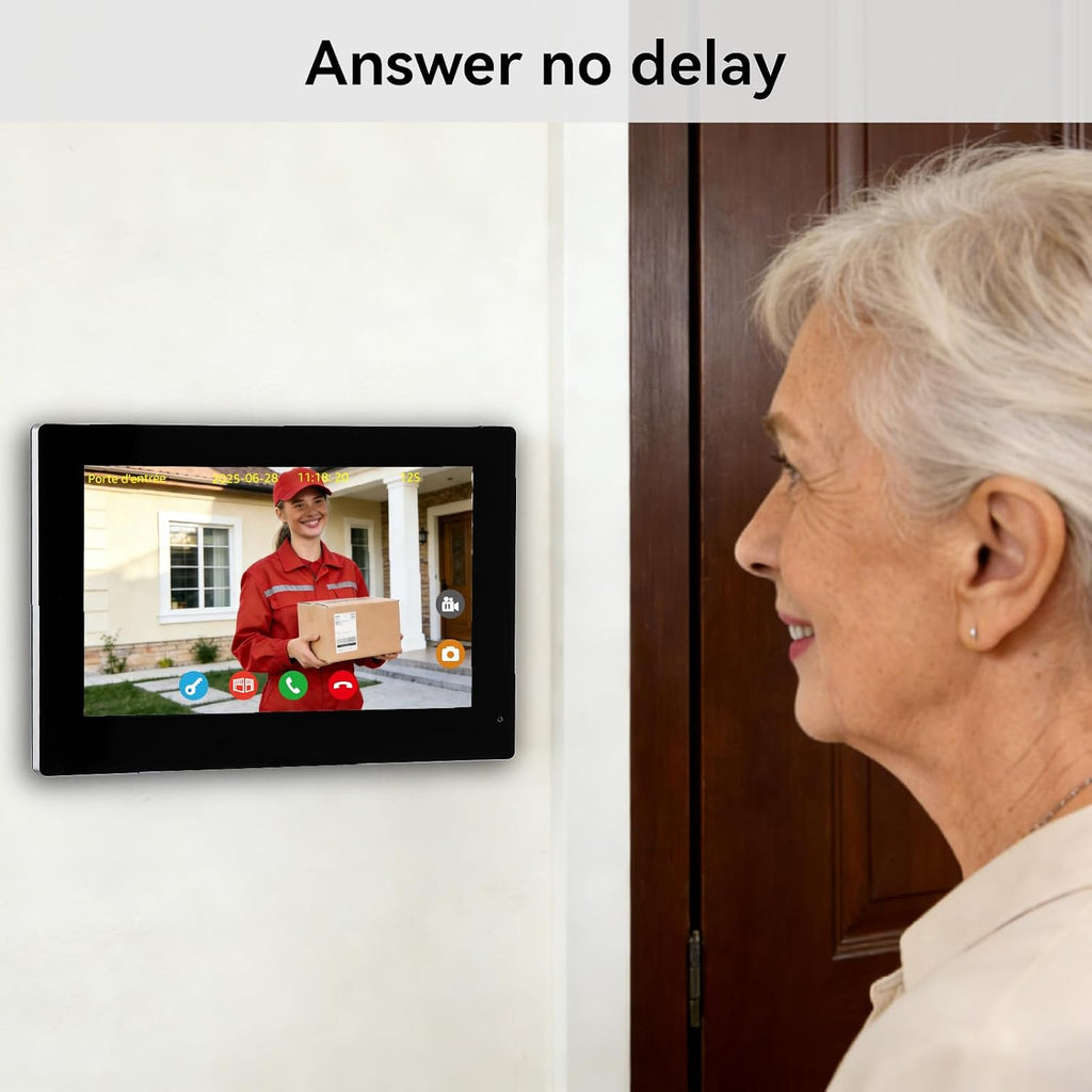 Video Door intercom 2-Wired, doorbell withCamera, Full HD Camera, Door intercomSupports Password, 7' WiFi Monitor andTuya APP, 2-Way Audio, Unlock for HomSecurity System
