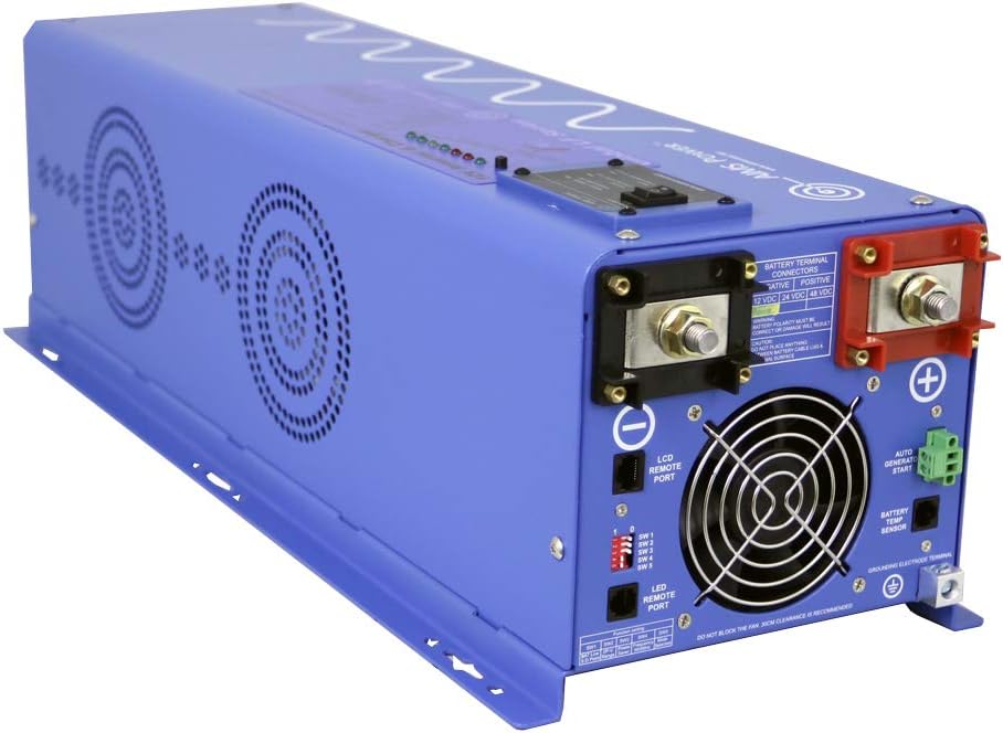 AIMS Power 6000 Watt 48 VDC Pure Sine Inverter Charger 120 VAC Output 60A Charger 40A Transfer Switch PICOGLF60W48V120V