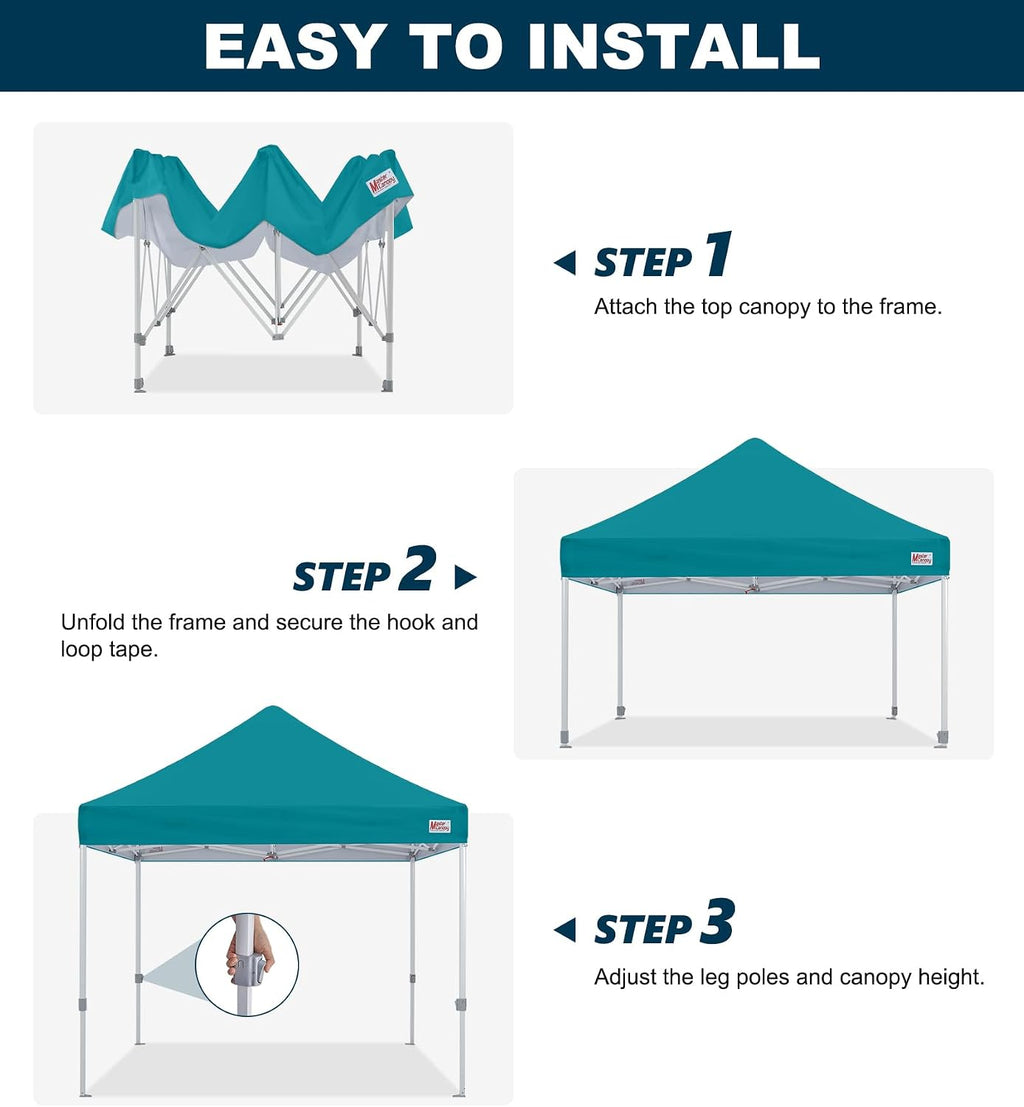 MASTERCANOPY Pop Up Canopy Tent Commercial Grade 10x10 Instant Shelter (Turquoise)